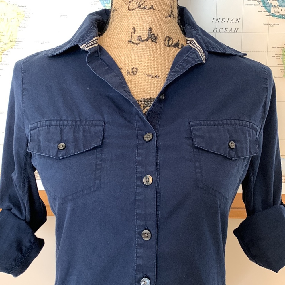 Converse Navy Long Sleeve Button Down